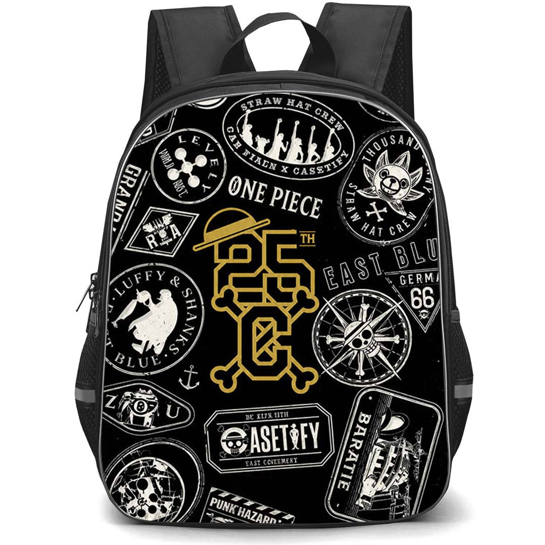 One Piece Backpack School Bag StudentPack - One Piece Straw Hat Crew Badge Collection Art Poster