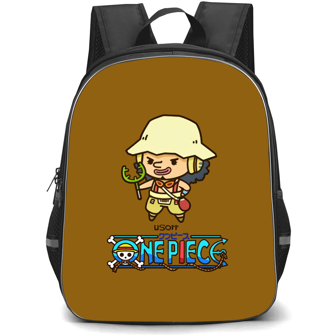 One Piece Usopp Backpack StudentPack - Usopp Chibi Portrait Brown Background
