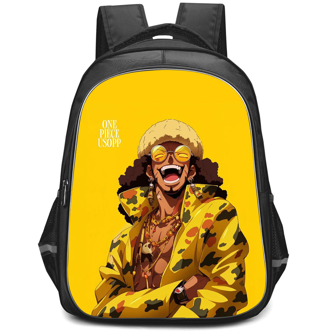 One Piece Usopp Backpack StudentPack - Usopp Smiling On Yellow Background