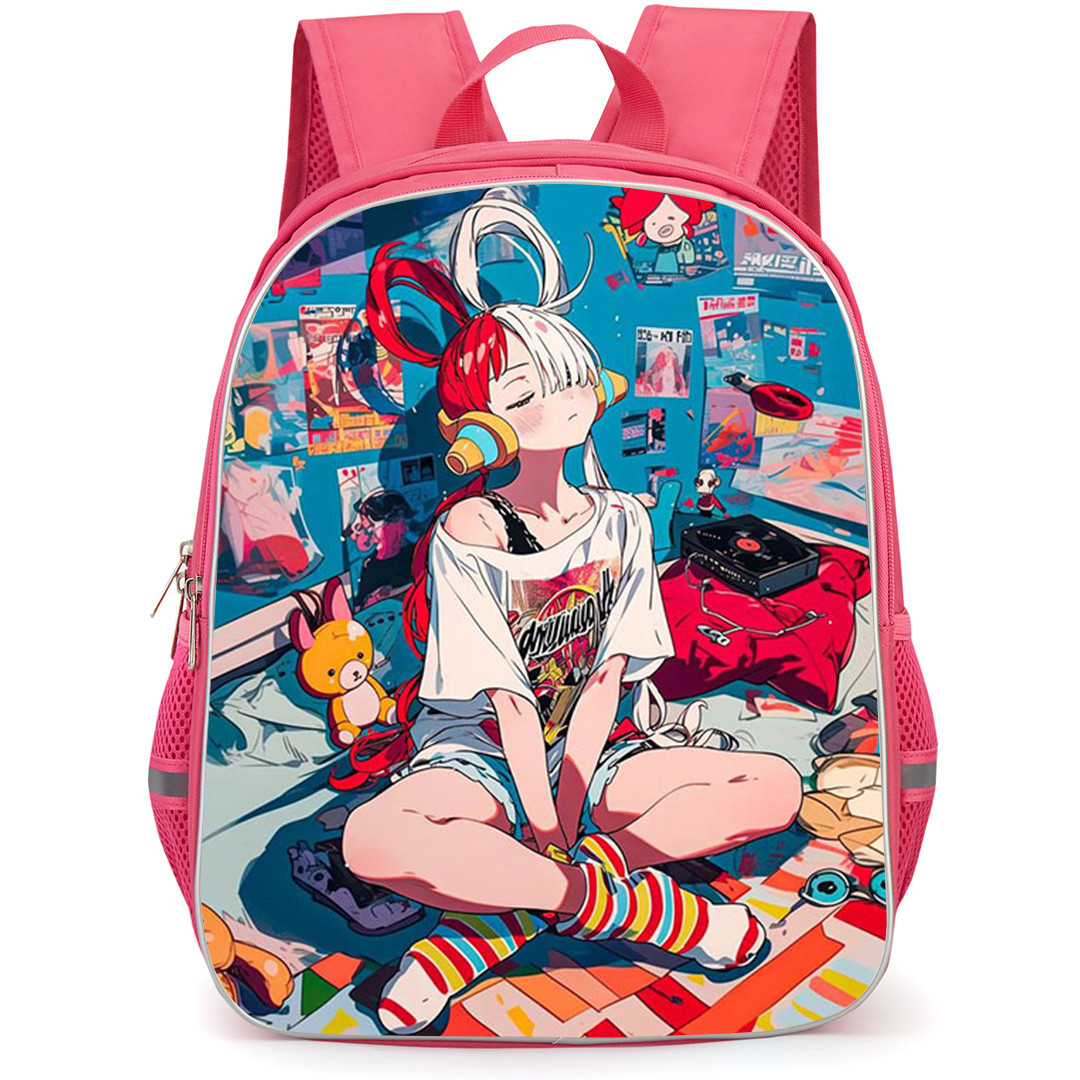 One Piece Uta Backpack School Bag StudentPack - One Piece Uta Listening Music Vibrant Colorful Illustration Art Poster