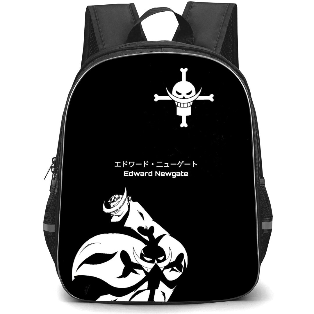One Piece WhiteBeard Backpack StudentPack - WhiteBeard Black And White Turning Around Portrait