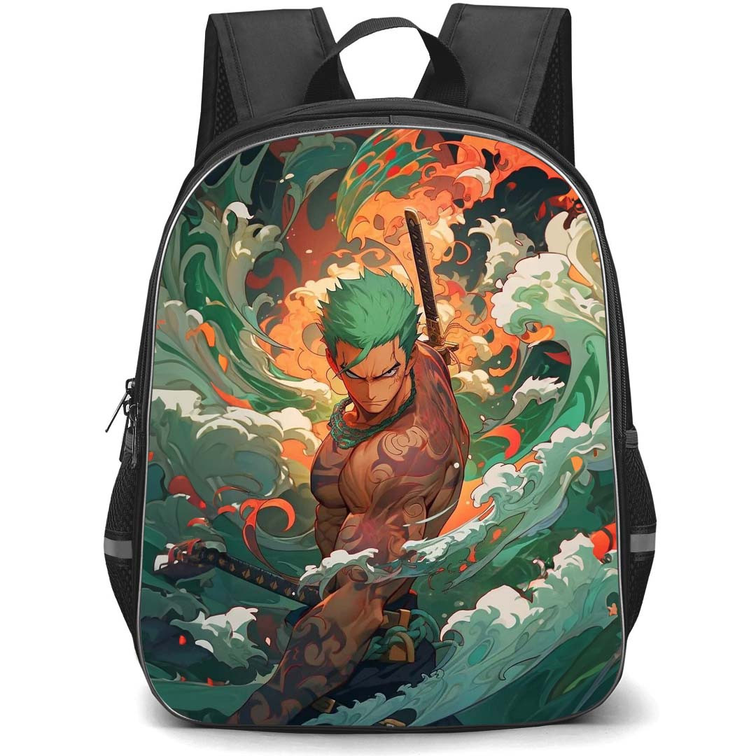One Piece Roronoa Zoro Backpack StudentPack - Roronoa Zoro Angry Look Anime Art