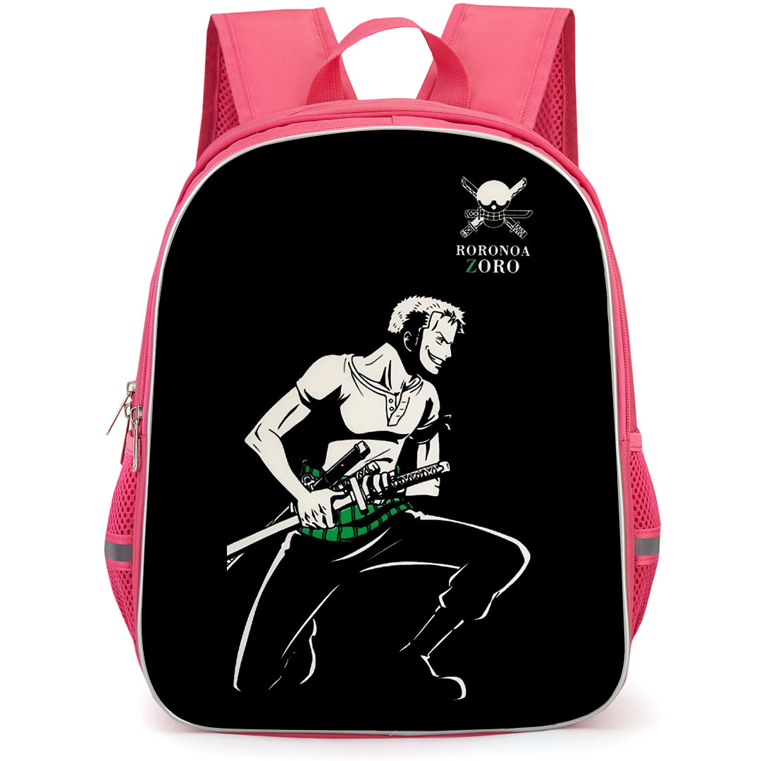 One Piece Zoro Backpack StudentPack - Zoro Black And White Side Portrait