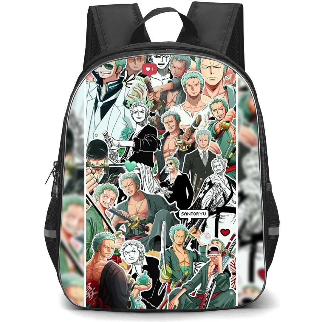 One Piece Zoro Backpack StudentPack - Zoro Collage Art