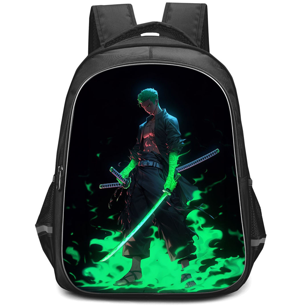One Piece Roronoa Zoro Backpack StudentPack - Roronoa Zoro Holding Wado Ichimonji On Black Radium Background