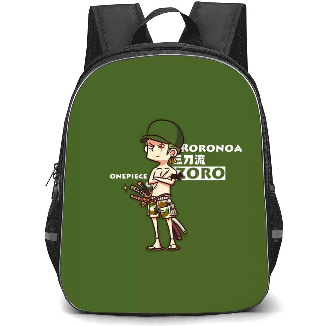 One Piece Zoro Backpack StudentPack - Zoro Portrait Green Background