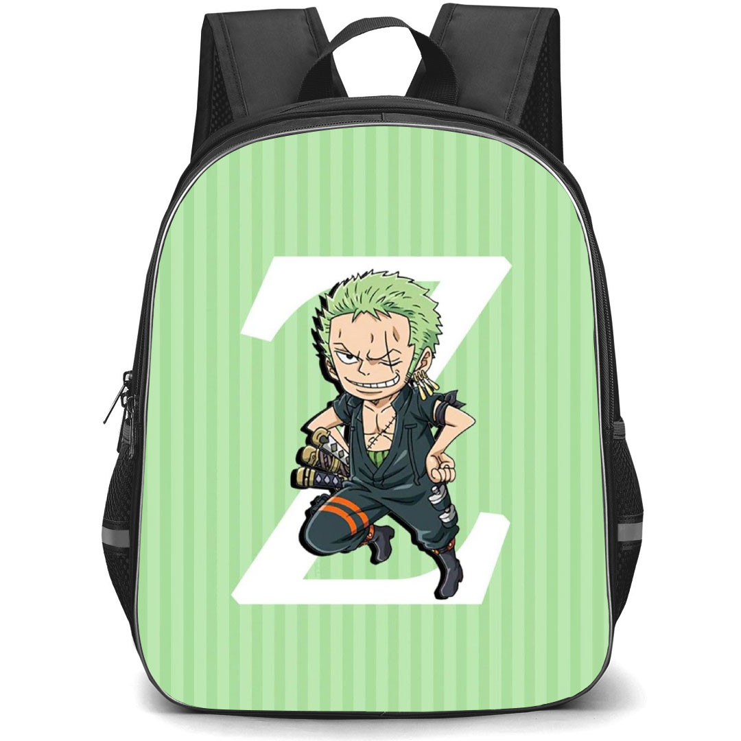 One Piece Zoro Backpack StudentPack - Zoro Portrait Stripe Green Background
