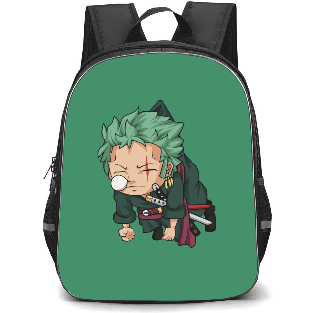 One Piece Zoro Backpack StudentPack - Zoro Sleeping Green Background