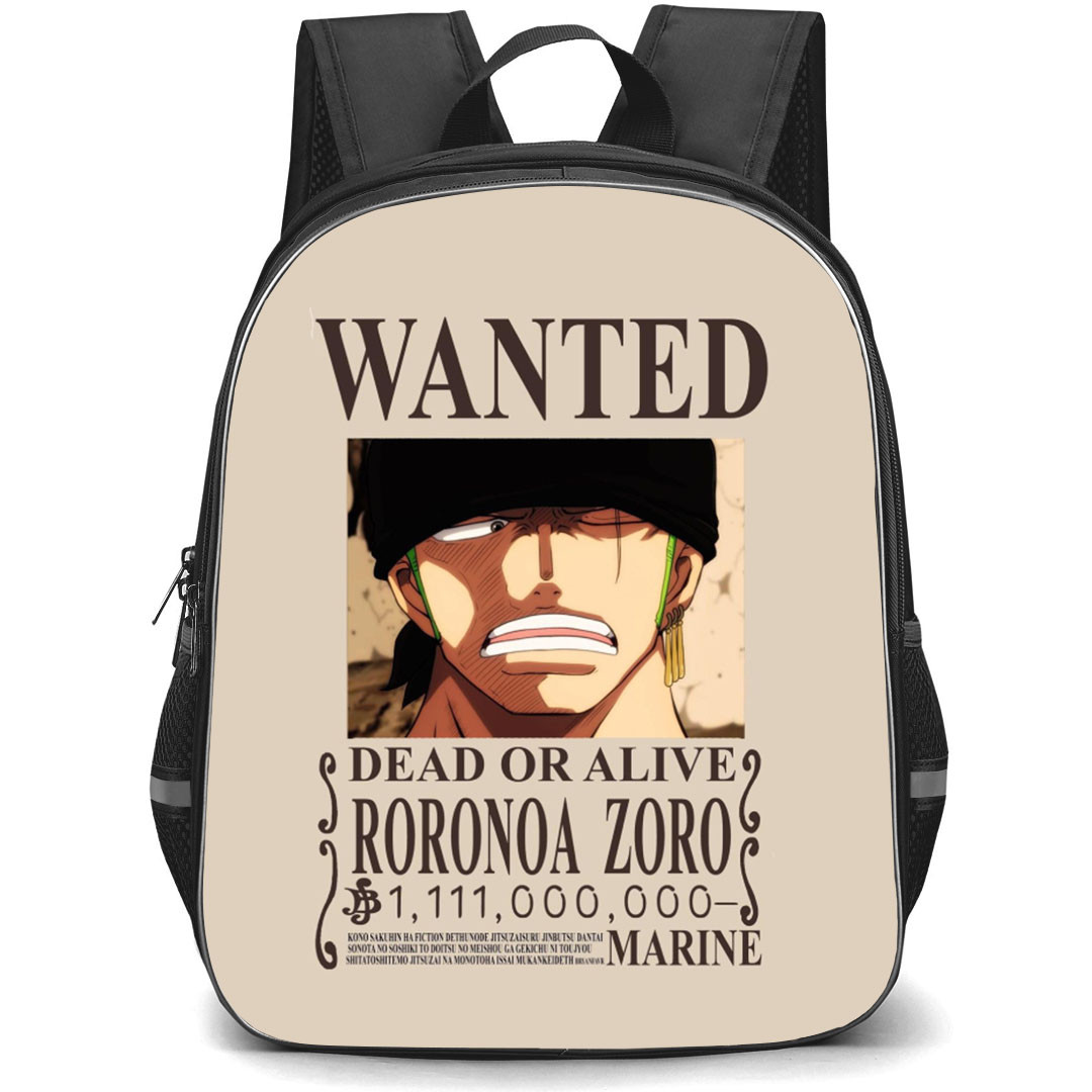 One Piece Zoro Backpack StudentPack - Zoro Wanted Bounty Poster