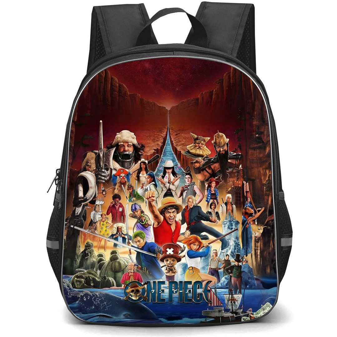 One Piece Netflix Backpack School Bag StudentPack - One Piece Netflix Grand Line Anime Collage Poster