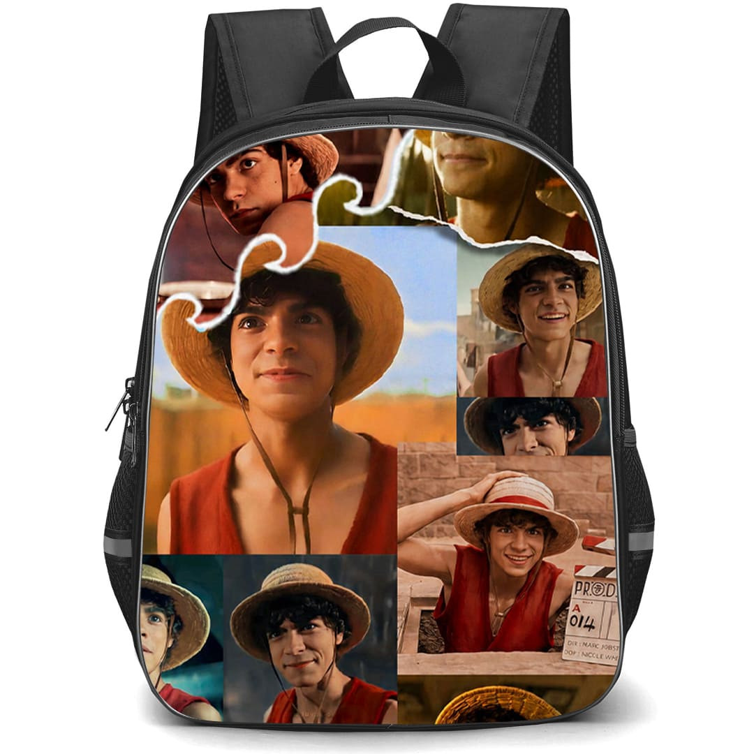 One Piece Netflix Monkey D Luffy Backpack School Bag StudentPack - Monkey D Luffy Collage Poster