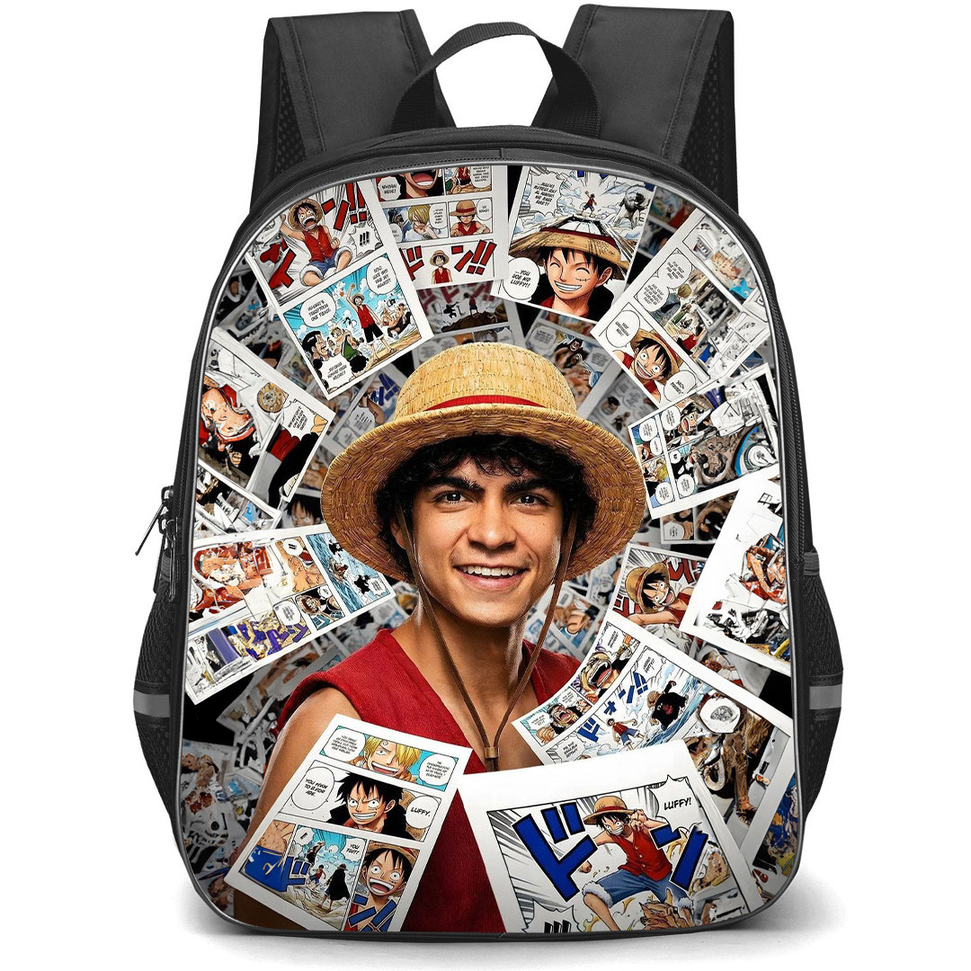 One Piece Netflix Monkey D Luffy Backpack School Bag StudentPack - Monkey D Luffy Manga Collage Anime Poster