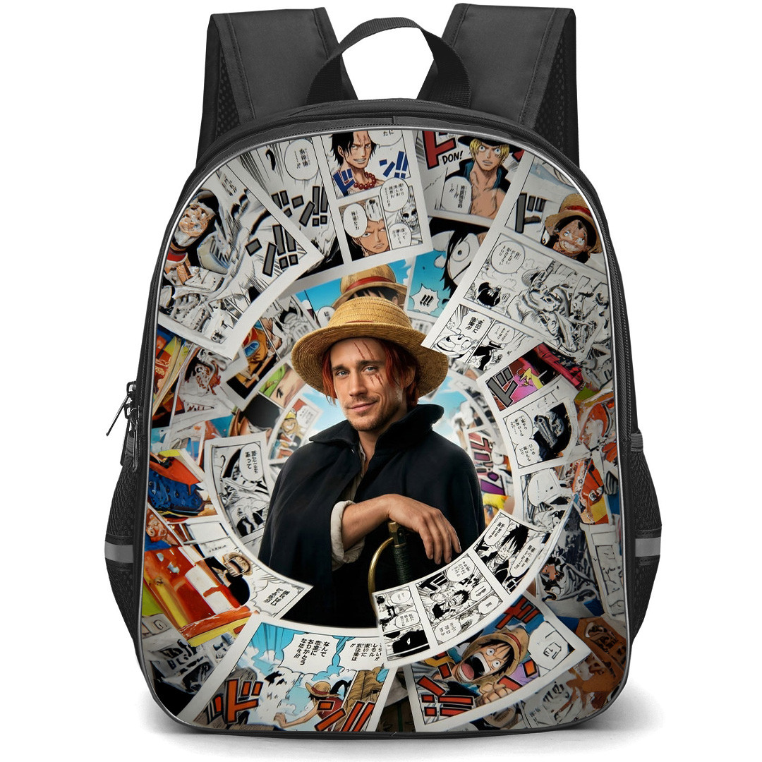 One Piece Netflix Shanks Backpack School Bag StudentPack - Shanks Manga Panel Collage Poster