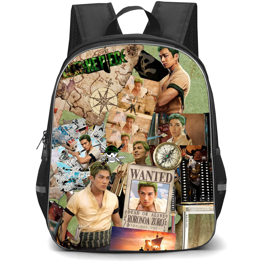 One Piece Netflix Roronoa Zoro Backpack School Bag StudentPack - Roronoa Zoro Wanted Poster Collage Poster