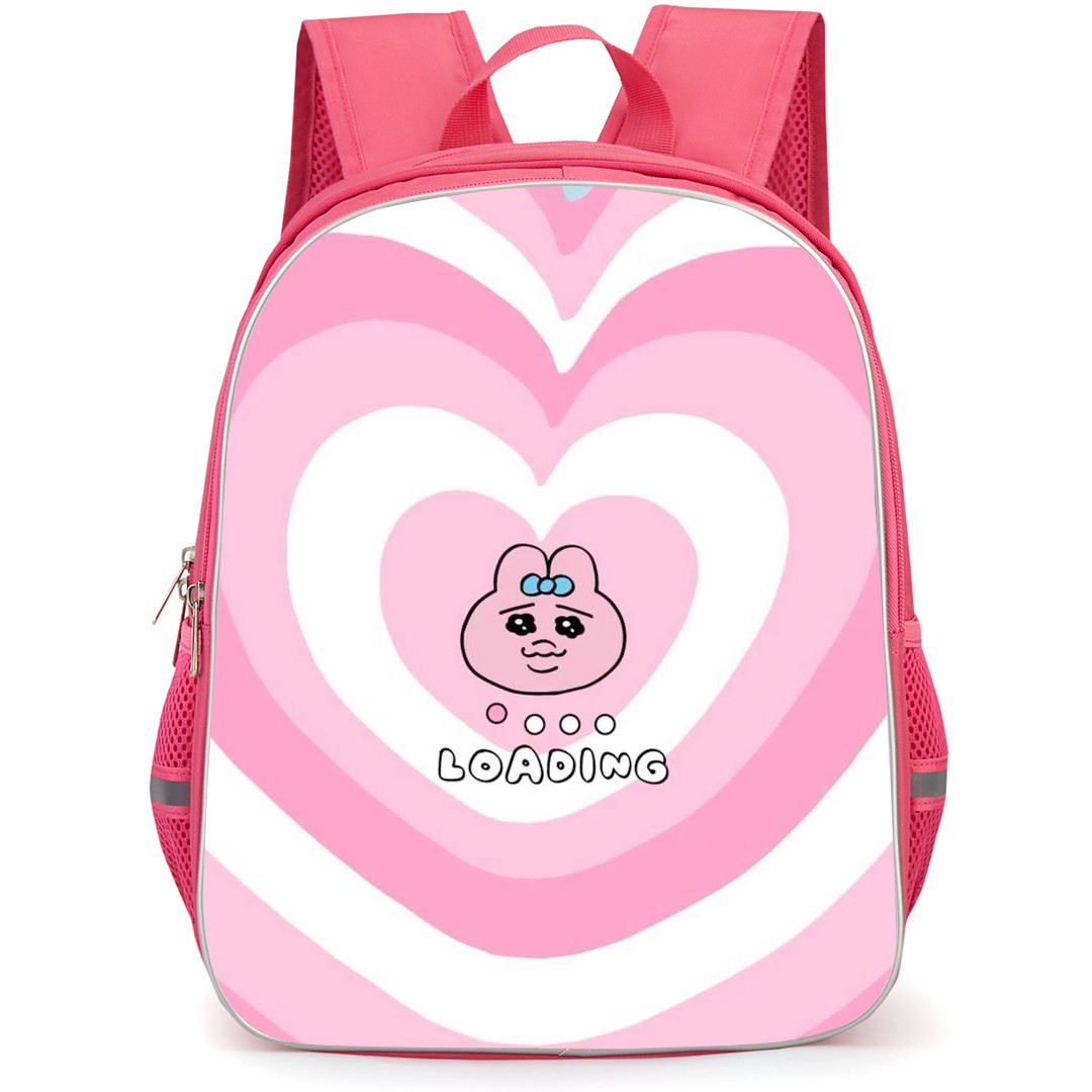 Opanchu Usagi Backpack StudentPack - Opanchu Usagi Avatar Loading On Pink Heart Shapes Background