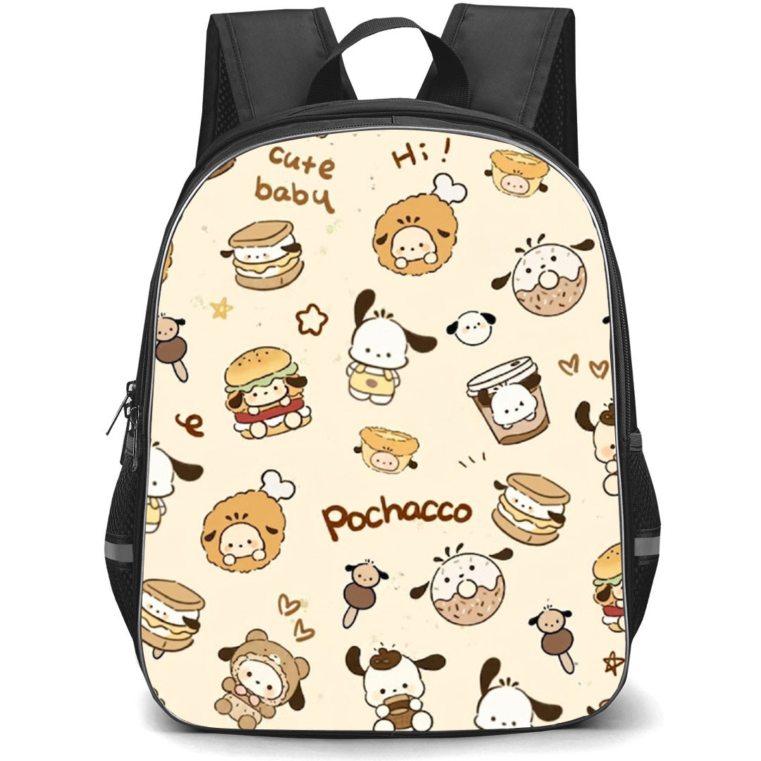 Pochacco Sanrio Backpack School Bag StudentPack - Pochacco Sanrio Burger Brown Pattern