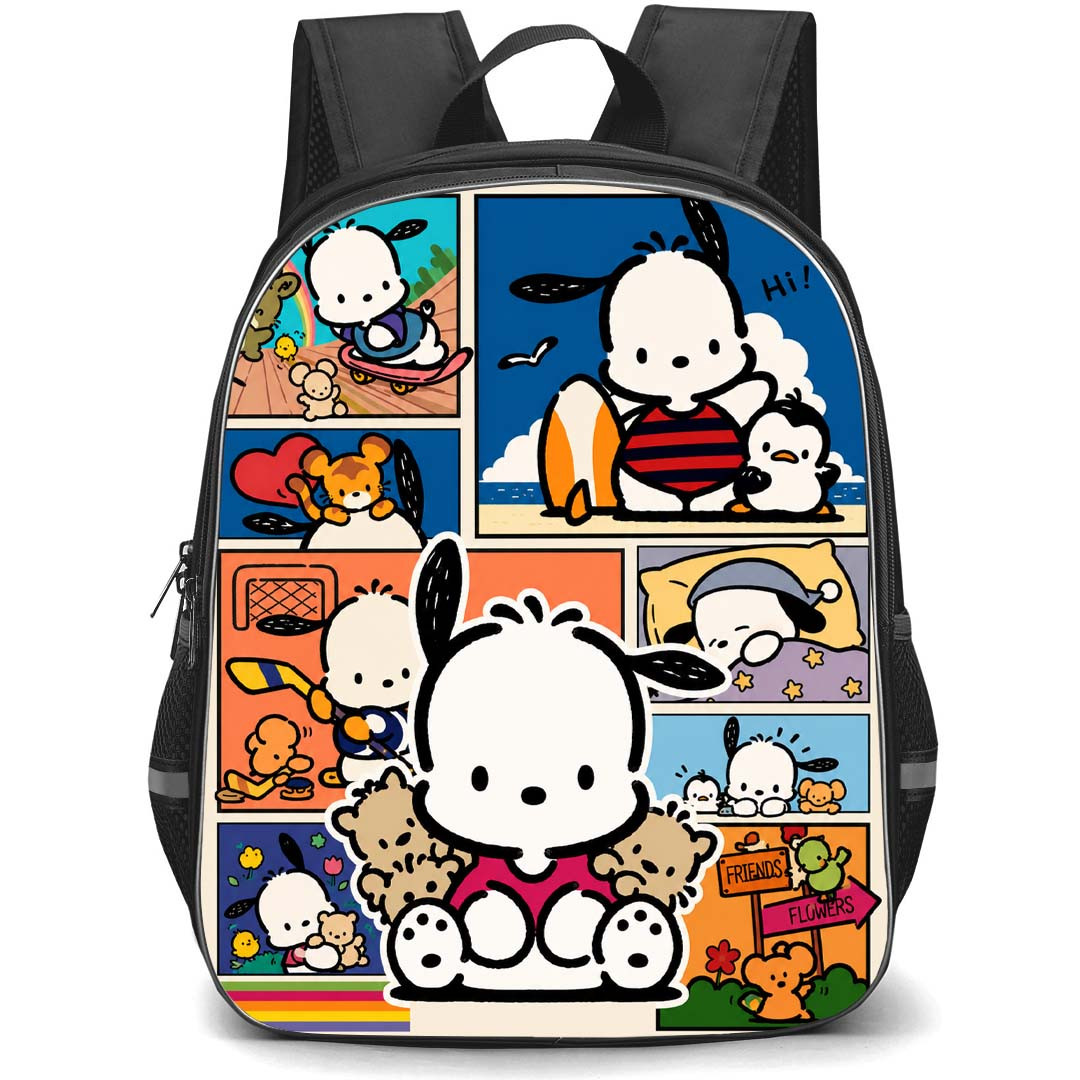 Pochacco Sanrio Backpack School Bag StudentPack - Pochacco Sanrio Sitting Portrait Collage Background