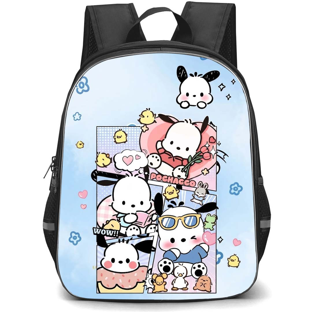 Pochacco Sanrio Backpack School Bag StudentPack - Pochacco Sanrio Wow Comic Art Portrait Collage Poster