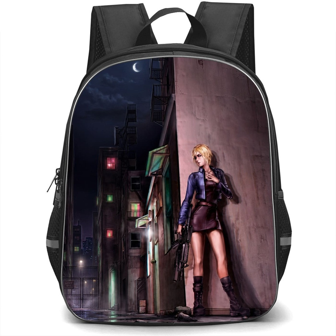 Parasite Eve Aya Brea Backpack School Bag StudentPack - Aya Brea Alley Holding Gun Portrait