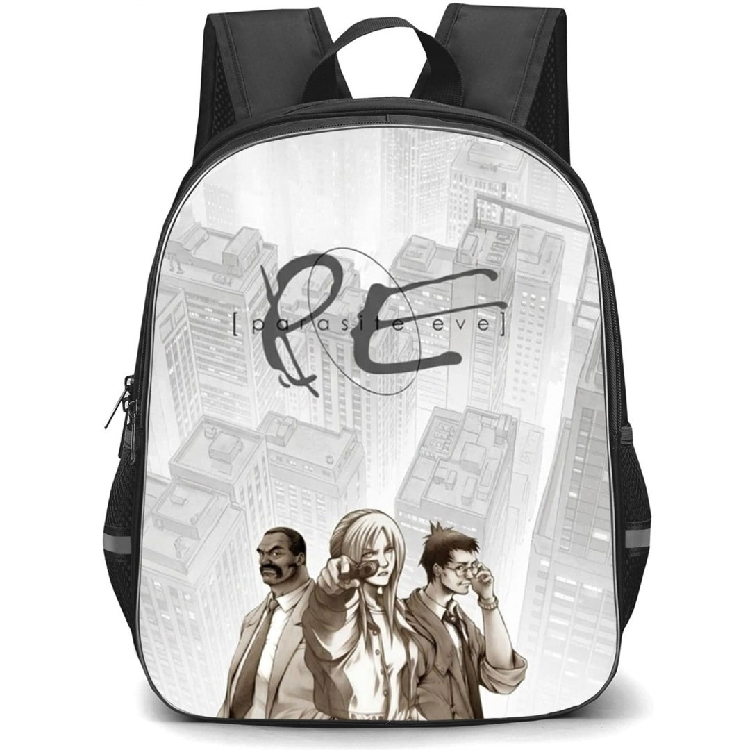 Parasite Eve Backpack School Bag StudentPack - Parasite Eve Characters Aiming Gun Building Poster