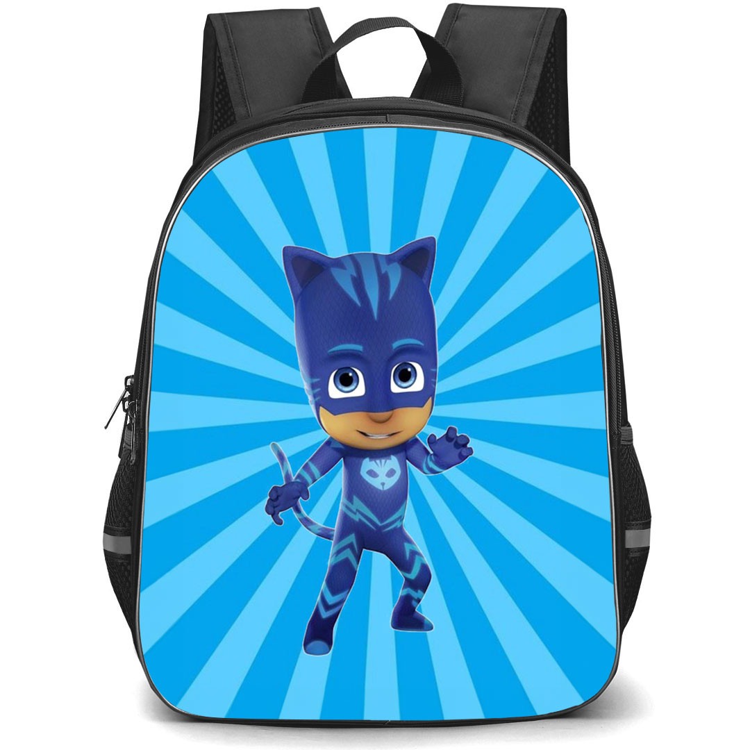 PJ Masks Power Heroes Catboy Backpack StudentPack - Catboy Standing On Blue Ray Background