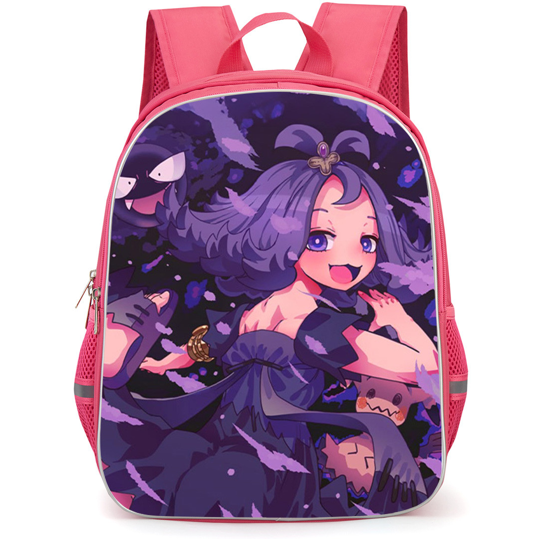 Pokemon Acerola Backpack School Bag StudentPack - Pokemon Acerola And Elite Ghost Whisperer On Purple Background