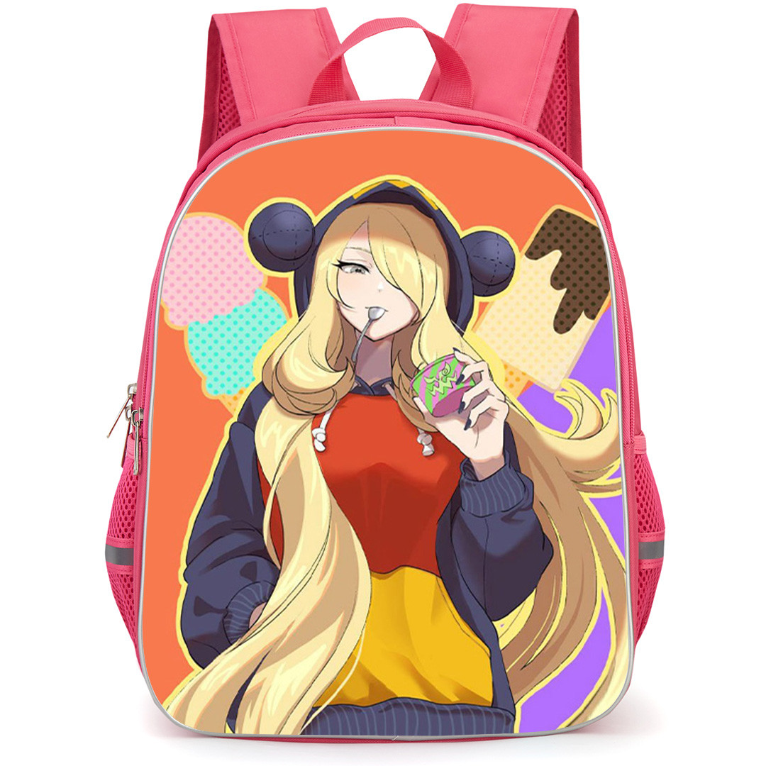 Pokemon Cynthia Backpack School Bag StudentPack - Pokemon Cynthia Fan Art Trick Or Illustration Art Poster