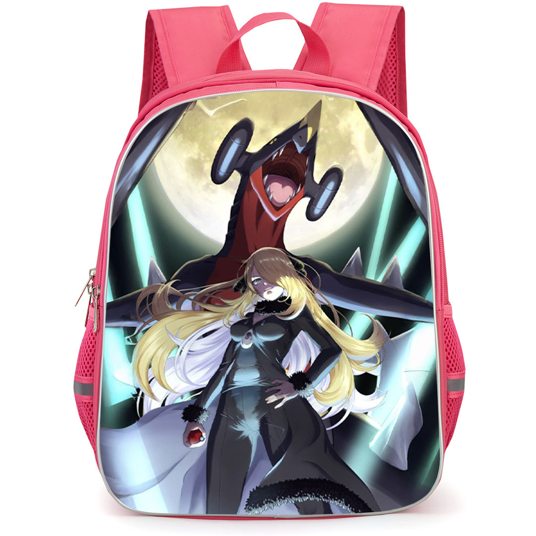 Pokemon Backpack School Bag StudentPack - Pokemon Cynthia And Garchomp Standing Illustration Art Poster