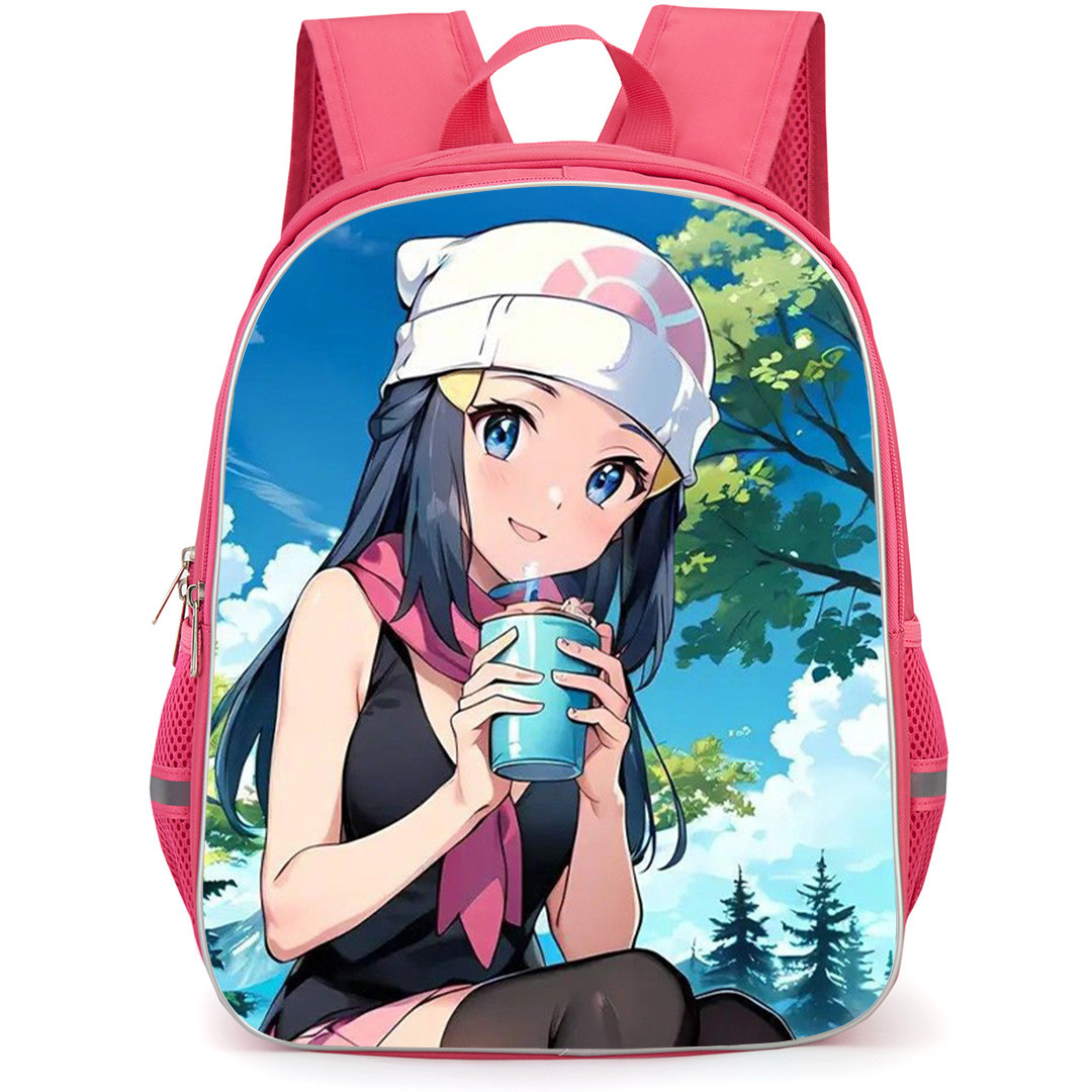 Pokemon Dawn Backpack School Bag StudentPack - Pokemon Dawn Sitting On Sky Background Anime Art Poster