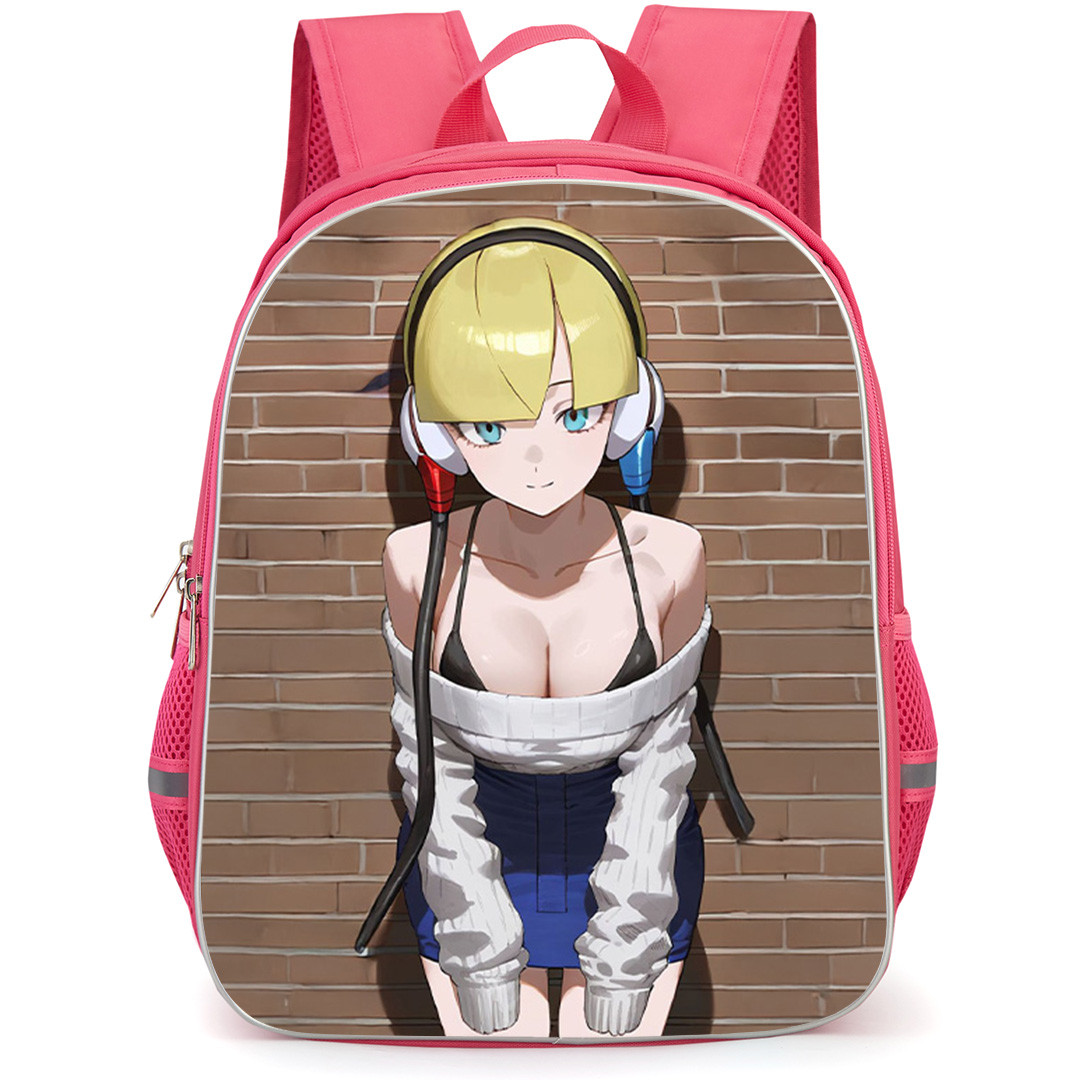 Pokemon Elesa Backpack School Bag StudentPack - Pokemon Elesa Standing on Brick Wall Background