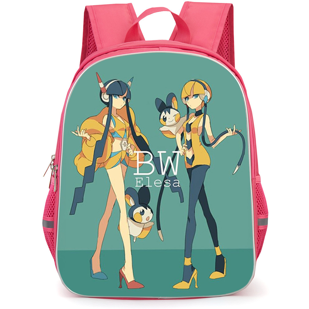 Pokemon Elesa Backpack School Bag StudentPack - Pokemon Elesa Standing On Cyan Background
