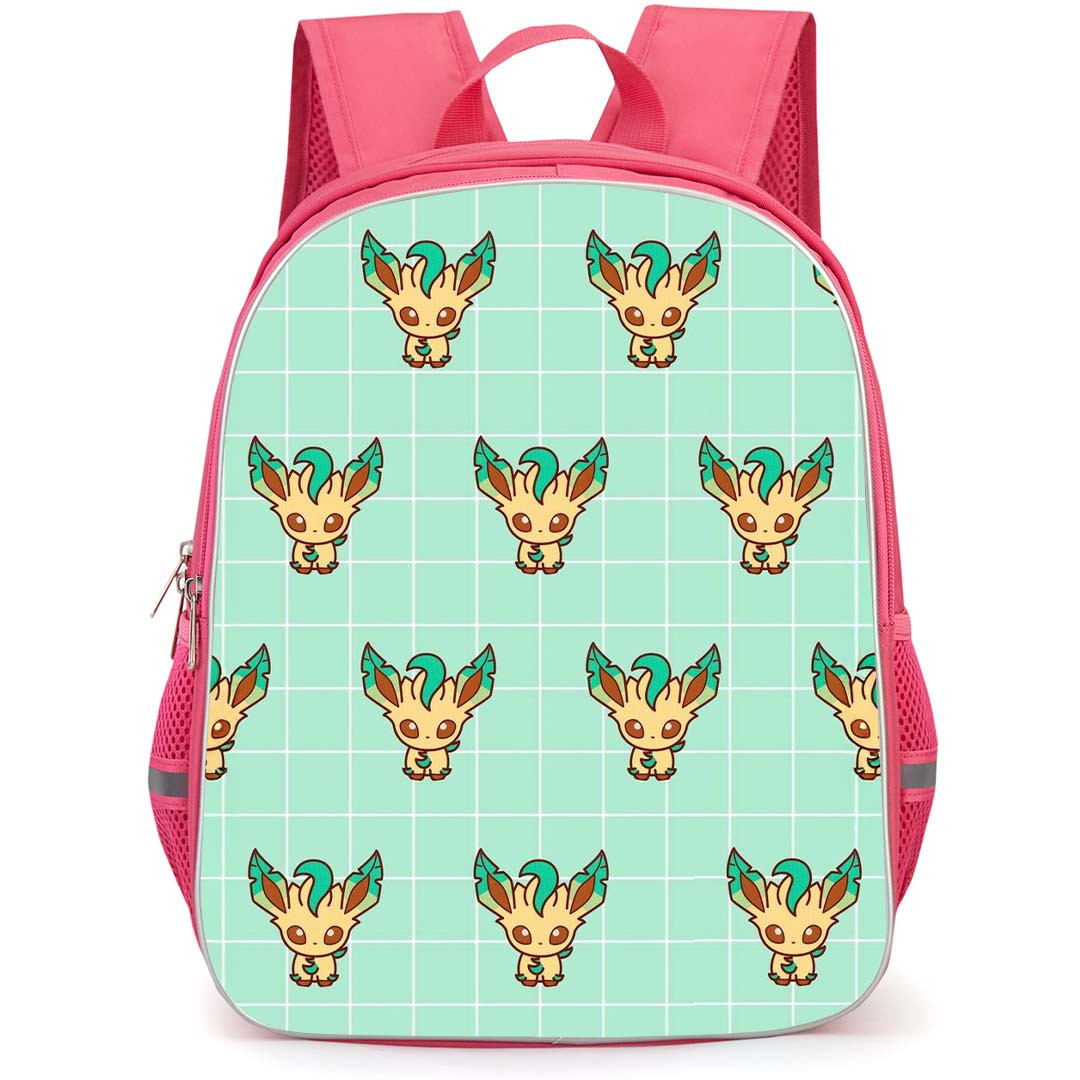 Pokemon Leafeon Backpack StudentPack - Leafeon Square Background Pattern Art