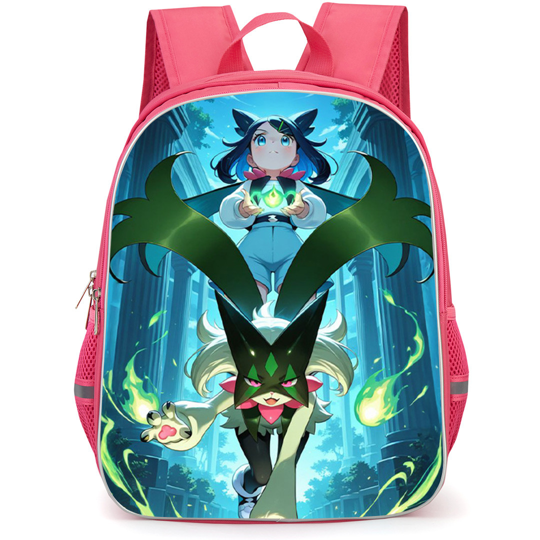 Pokemon Backpack School Bag StudentPack - Pokemon Liko And Meowscarada On Moon Background