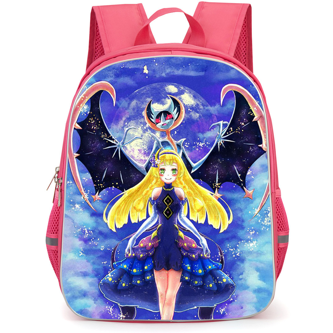 Pokemon Backpack School Bag StudentPack - Pokemon Lillie And Lunala In Anniversary 2021 Outfit Anime Art Poster