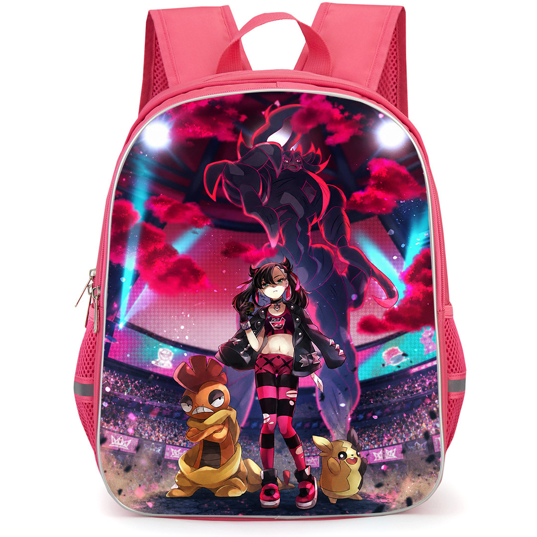 Pokemon Marnie Backpack School Bag StudentPack - Pokemon Marnie Scrafty Grimmsnarl And Morpeko Standing Illustration Art Poster