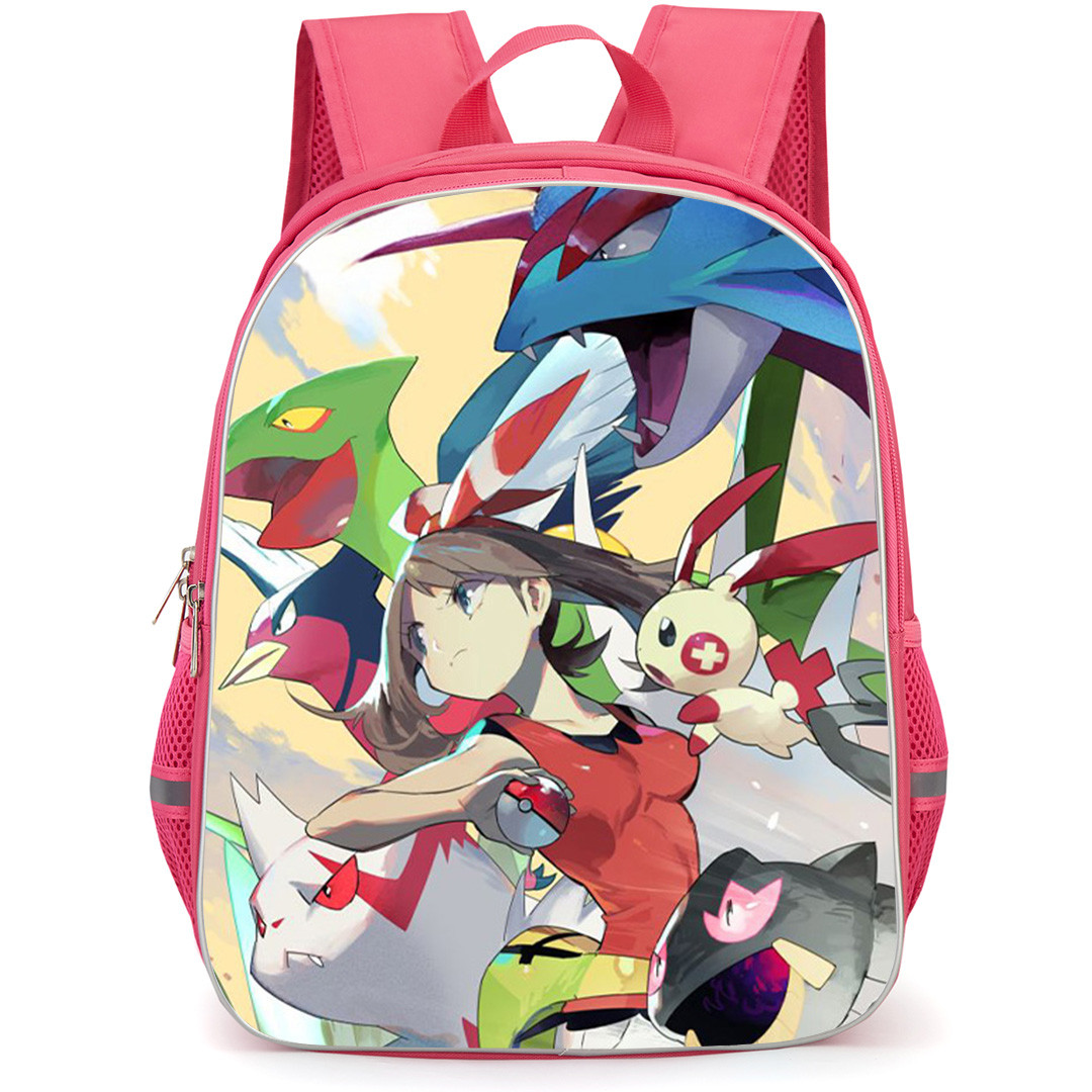 Pokemon May Backpack School Bag StudentPack - Pokemon May With Powerful Team Illustration Art Poster