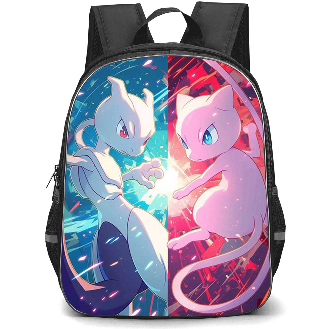 Pokemon Backpack School Bag StudentPack - Pokemon Mewtwo & Mew Side By Side Anime Art Poster