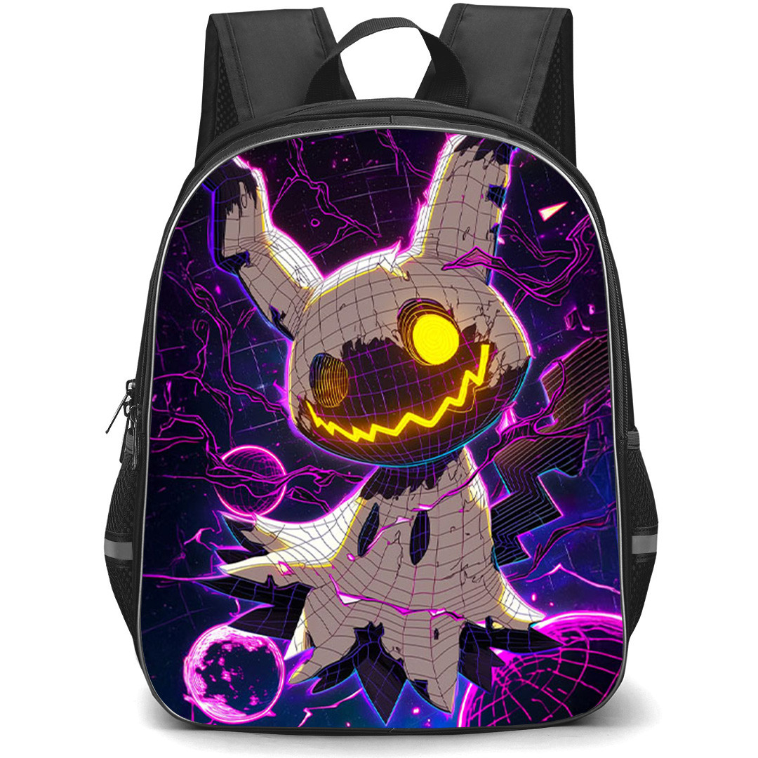 Pokemon Mimikyu Backpack School Bag StudentPack - Pokemon Mimikyu As A Ghost Purple Grid Art Poster