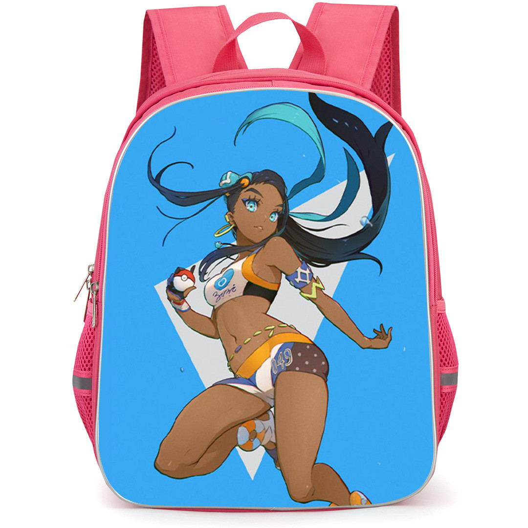 Pokemon Nessa Backpack School Bag StudentPack - Pokemon Nessa Lying On Blue Background Illustration Art
