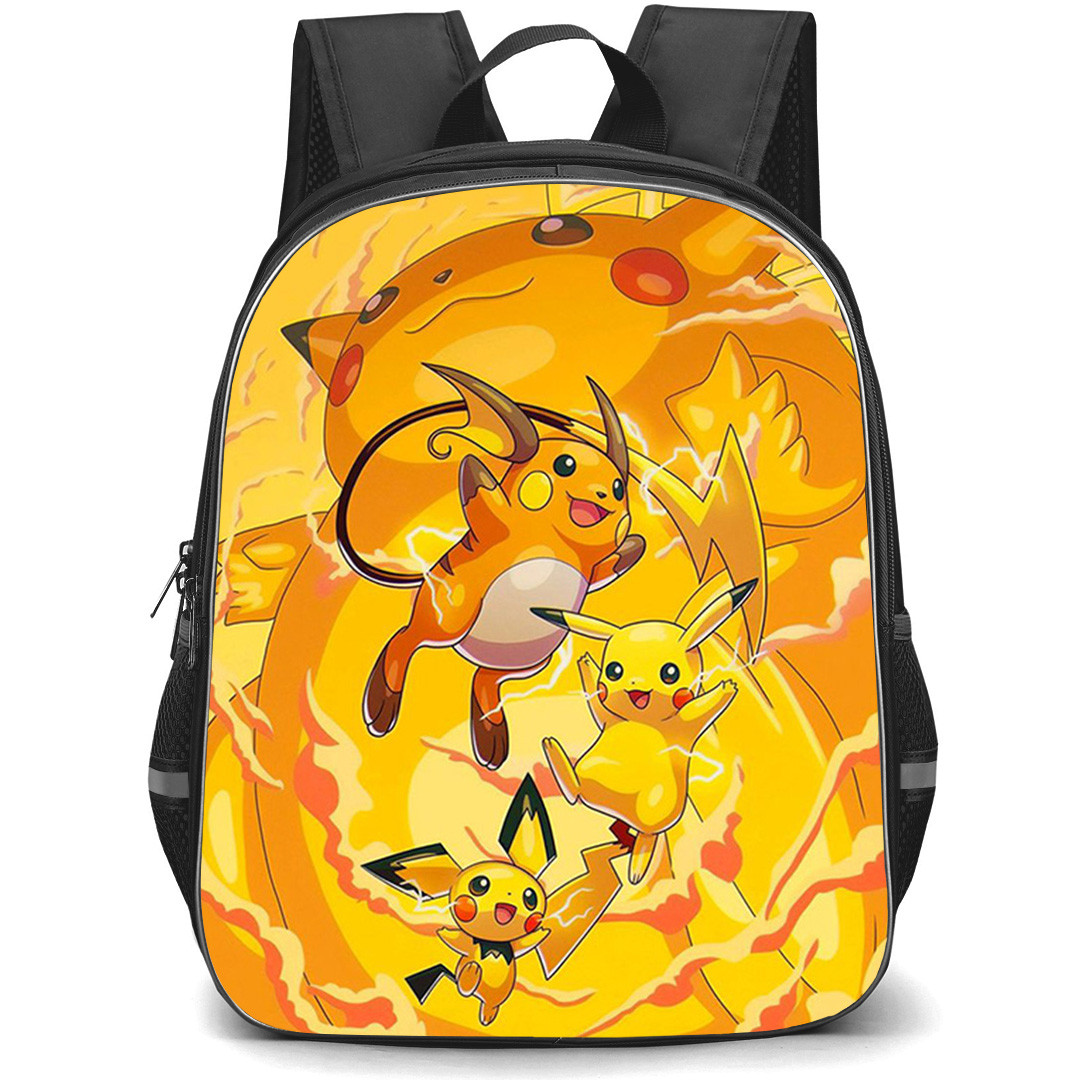 Pokemon Pikachu Backpack School Bag StudentPack - Pokemon Pikachu Evolution Orange Background Poster