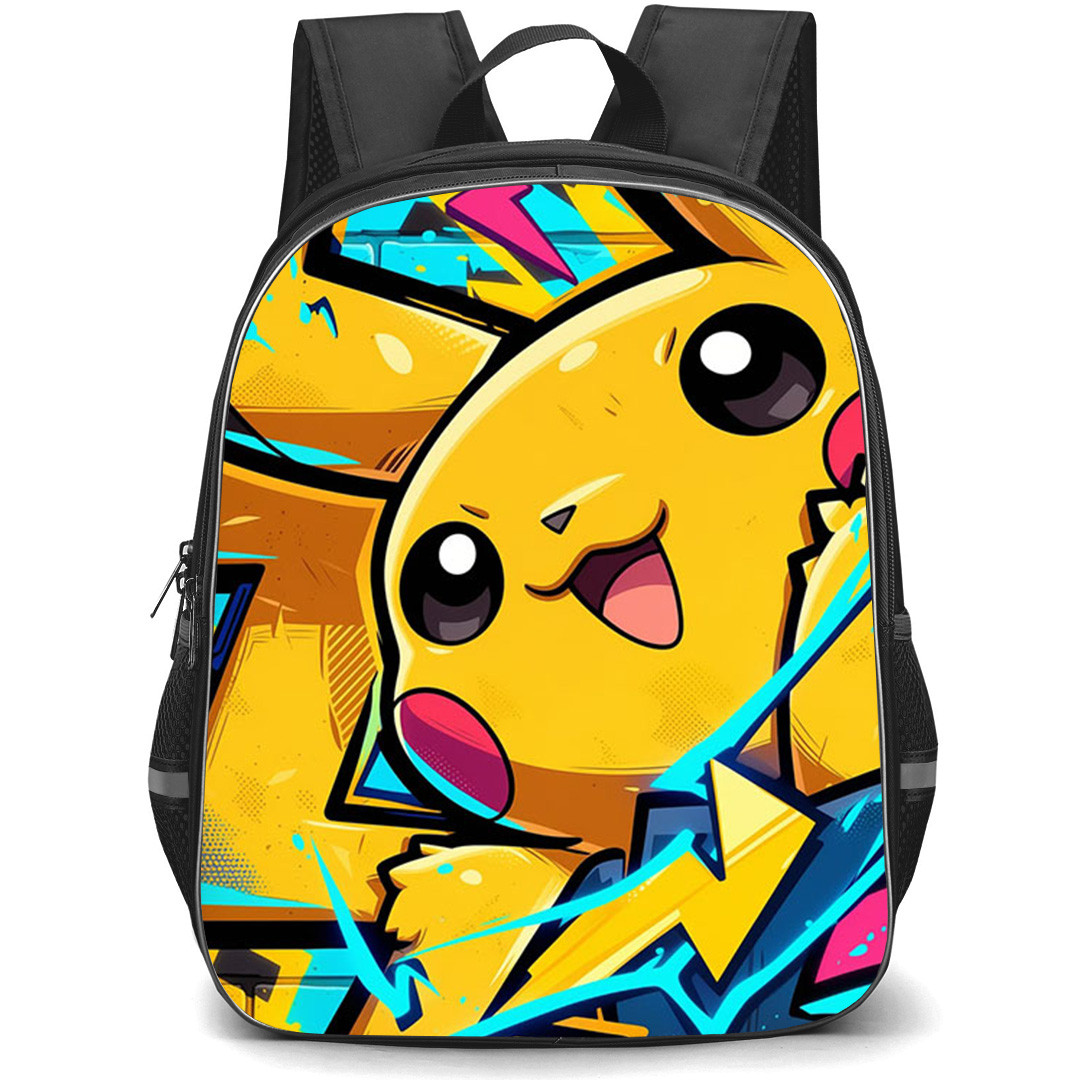 Pokemon Pikachu Backpack School Bag StudentPack - Pokemon Pikachu Vibrant Street Art Poster