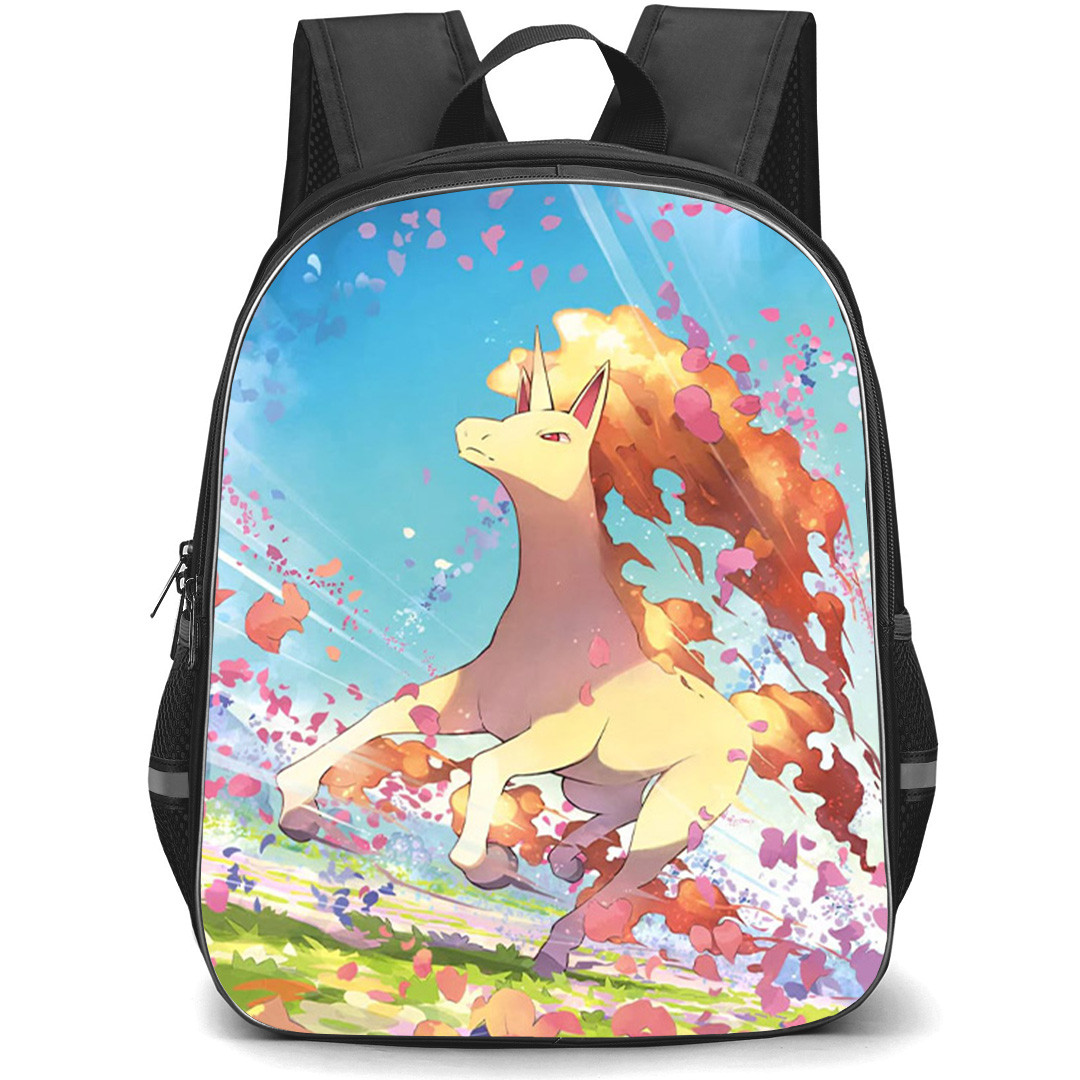 Pokemon Rapidash Backpack School Bag StudentPack - Pokemon Rapidash Trading Card Game Art Poster