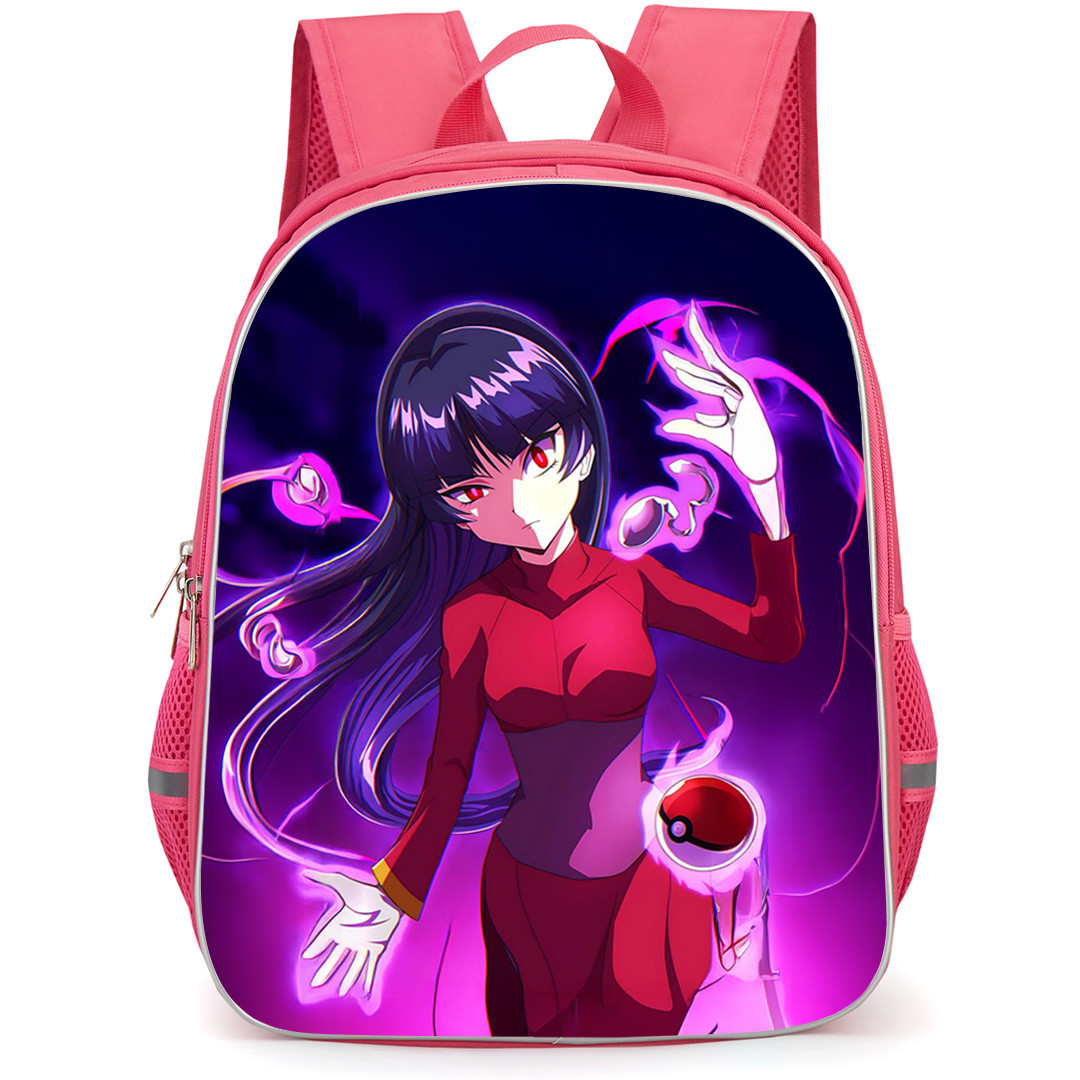 Pokemon Sabrina Backpack School Bag StudentPack - Pokemon Sabrina Wear Red Costume On Purple Background Poster