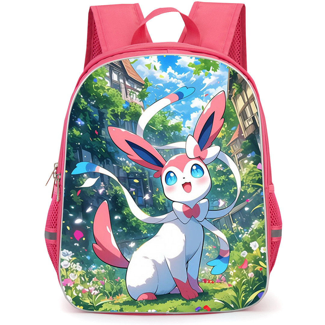 Pokemon Sylveon Backpack School Bag StudentPack - Pokemon Sylveon Standing On A Garden Anime Art Poster