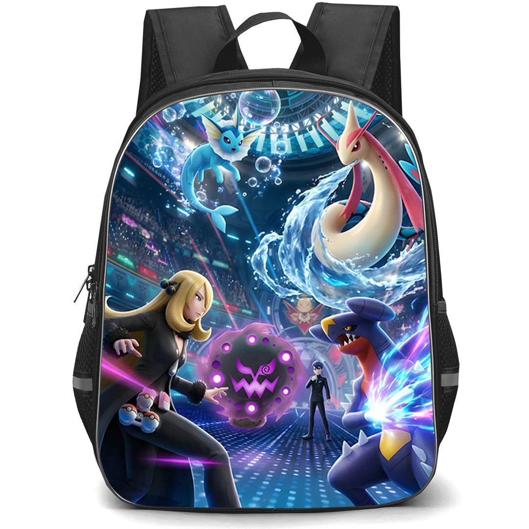 Pokemon Champions Backpack School Bag StudentPack - Pokemon Champions Cynthia And Garchomp The Ultimate Duo Illustration Art Poster