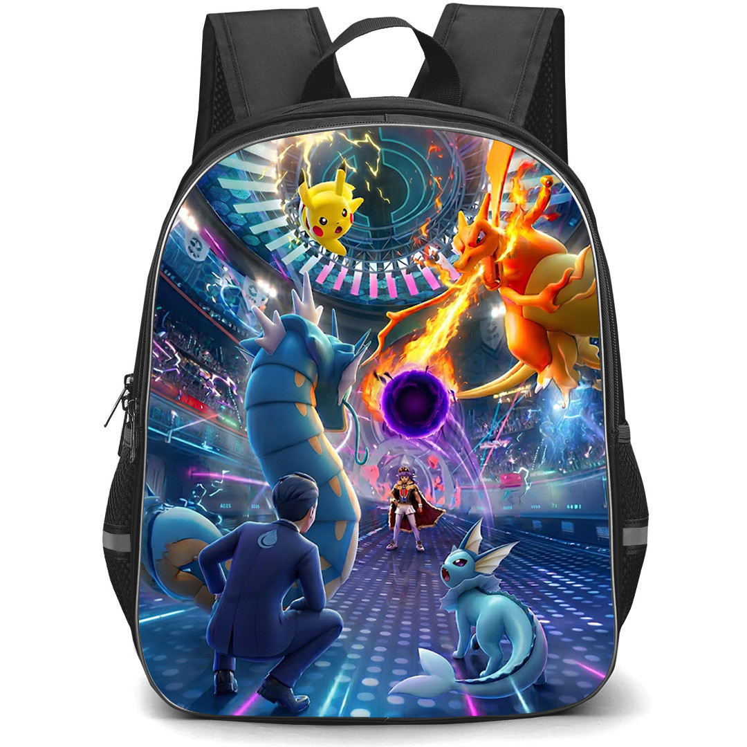 Pokemon Champions Backpack School Bag StudentPack - Pokemon Champions Legendary Battle Pikachu Charizard Gyarados Arena Poster