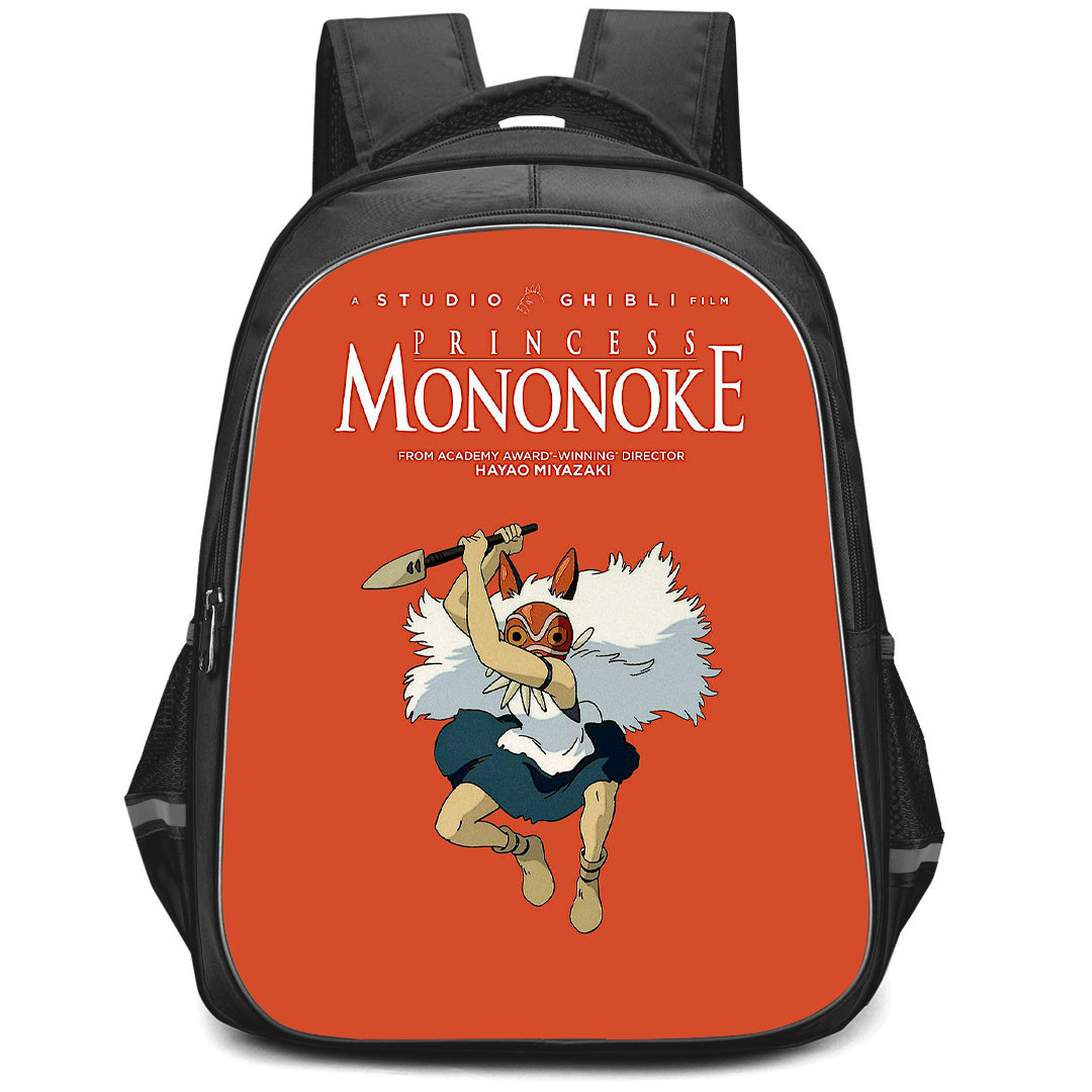Princess Mononoke Backpack StudentPack - Princess Mononoke Blue Ray Red Background