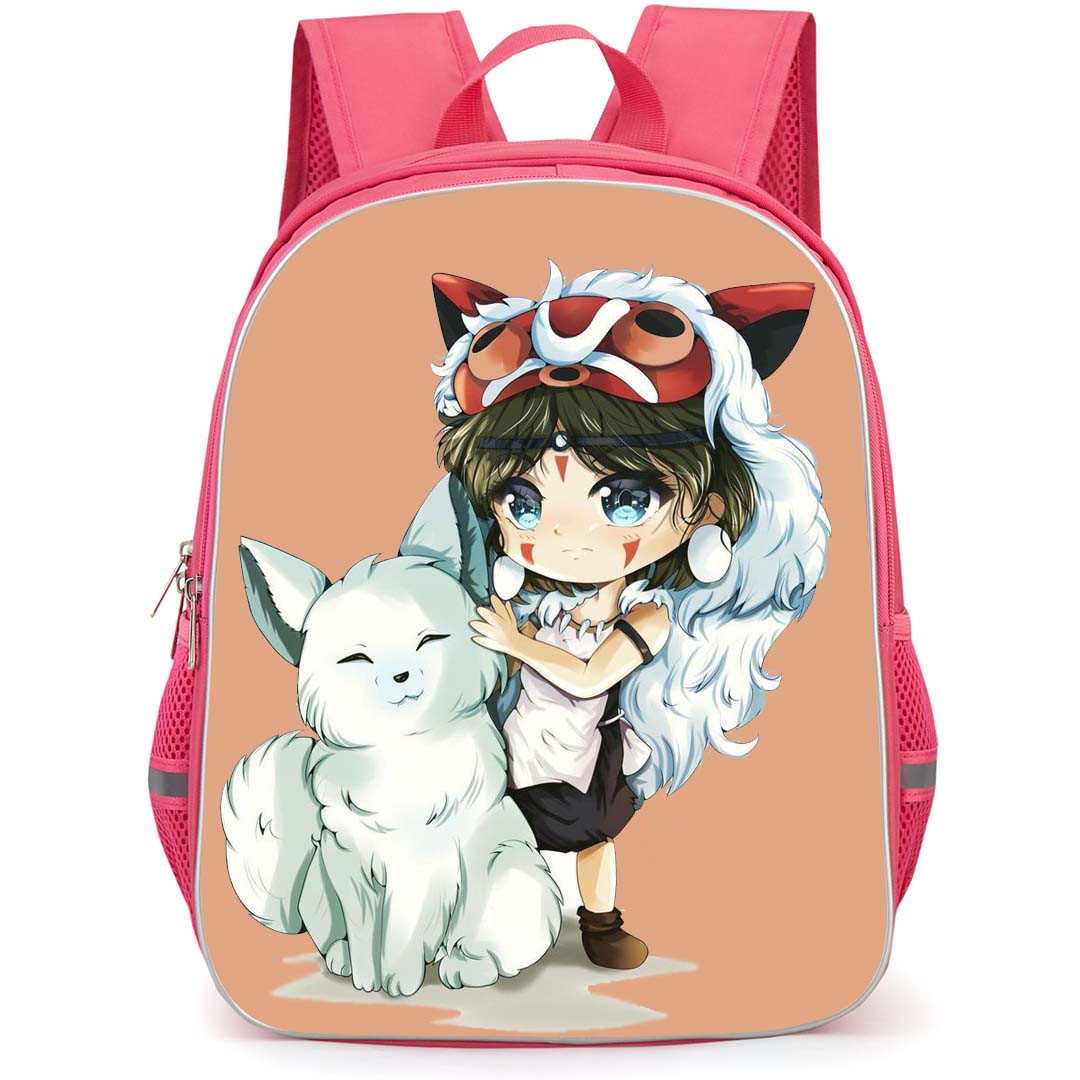 Princess Mononoke Backpack StudentPack - Princess Mononoke And Moro Chibi Art Poster