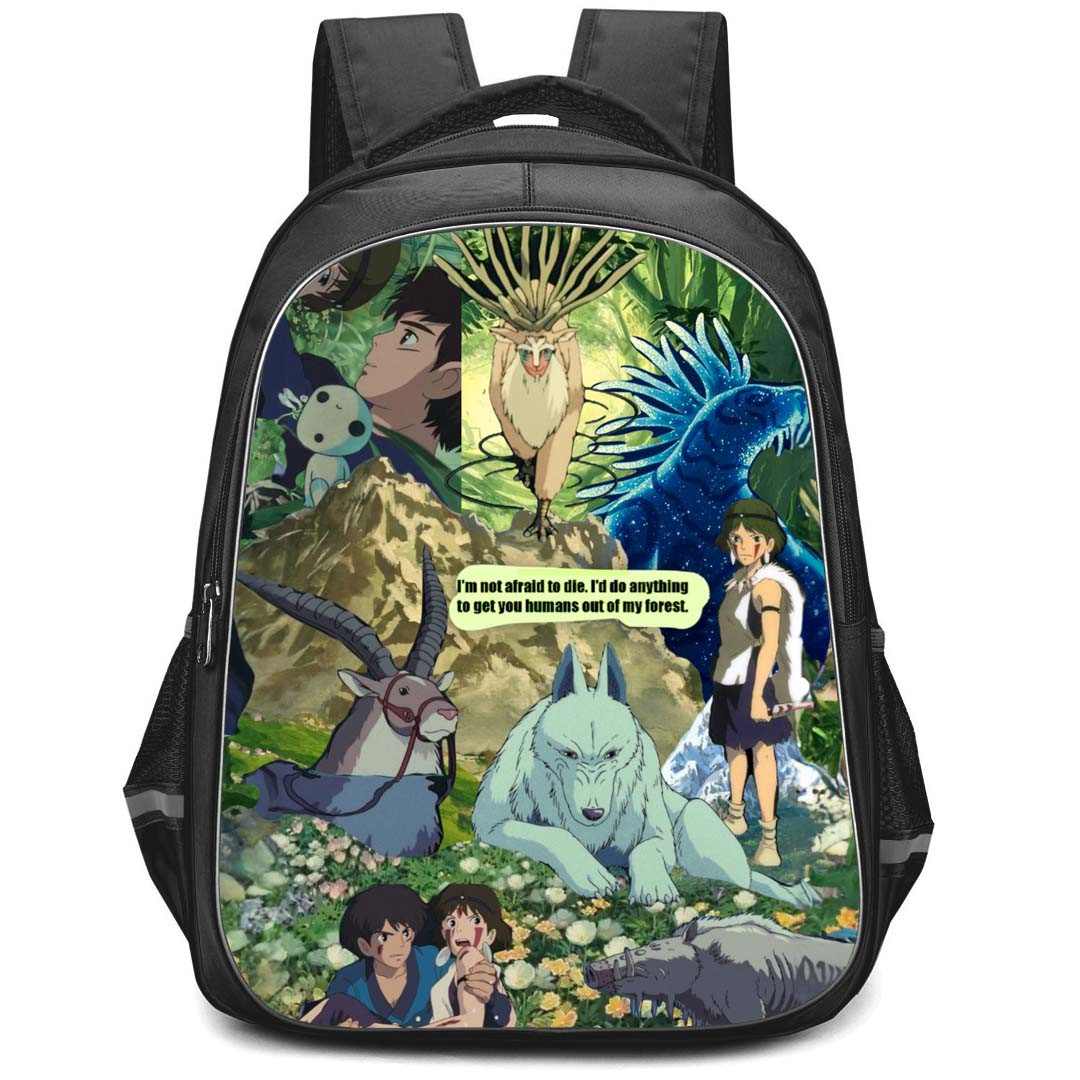 Princess Mononoke Backpack StudentPack - Princess Mononoke I'm Not Afraid To Die Poster