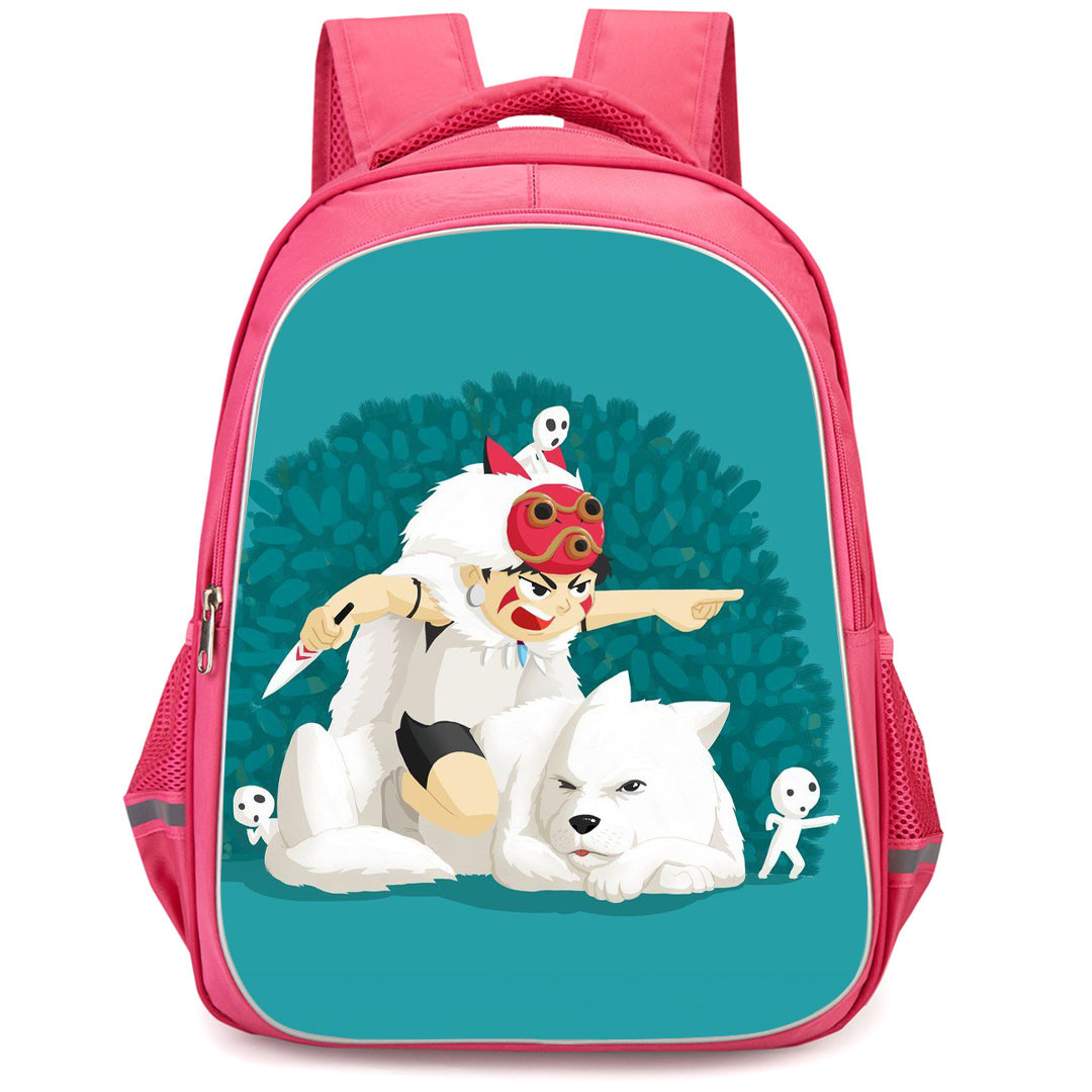 Princess Mononoke San Backpack StudentPack - San Shouting Cyan Background